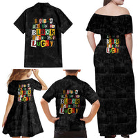 I Didn't Ask To Be Black I Just Got Lucky Magazine Cutout Family Matching Off Shoulder Maxi Dress and Hawaiian Shirt with Ancestral Portrait Collage Lettering - Wonder Print Shop