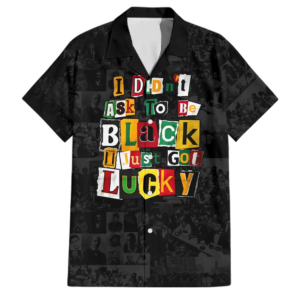 I Didn't Ask To Be Black I Just Got Lucky Magazine Cutout Family Matching Off Shoulder Maxi Dress and Hawaiian Shirt with Ancestral Portrait Collage Lettering - Wonder Print Shop