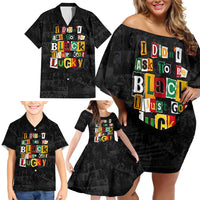 I Didn't Ask To Be Black I Just Got Lucky Magazine Cutout Family Matching Off Shoulder Short Dress and Hawaiian Shirt with Ancestral Portrait Collage Lettering - Wonder Print Shop