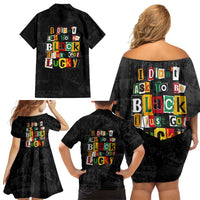 I Didn't Ask To Be Black I Just Got Lucky Magazine Cutout Family Matching Off Shoulder Short Dress and Hawaiian Shirt with Ancestral Portrait Collage Lettering - Wonder Print Shop