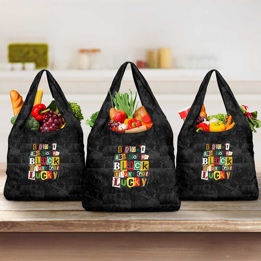 I Didn't Ask To Be Black I Just Got Lucky Magazine Cutout Grocery Bag with Ancestral Portrait Collage Lettering - Wonder Print Shop