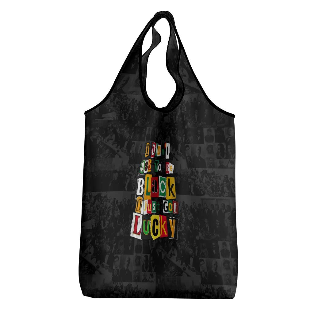 I Didn't Ask To Be Black I Just Got Lucky Magazine Cutout Grocery Bag with Ancestral Portrait Collage Lettering - Wonder Print Shop