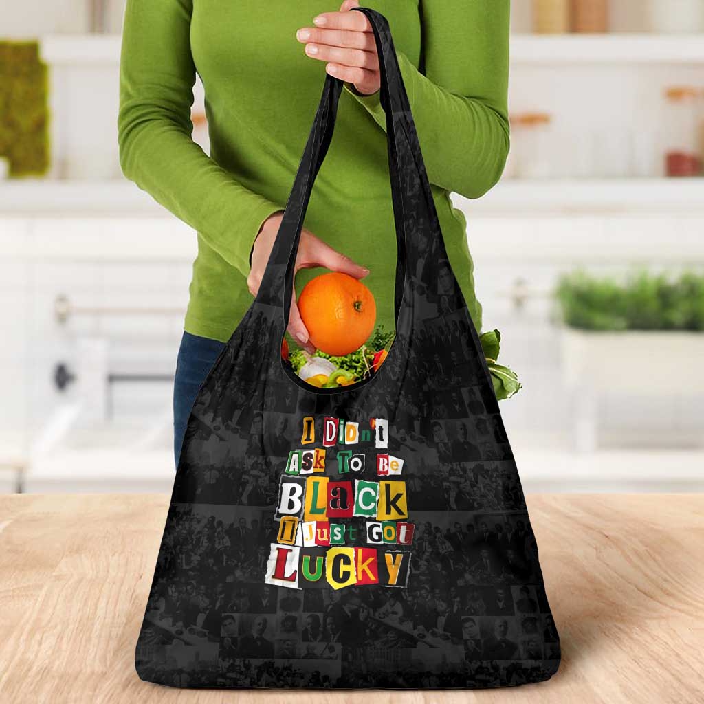 I Didn't Ask To Be Black I Just Got Lucky Magazine Cutout Grocery Bag with Ancestral Portrait Collage Lettering - Wonder Print Shop