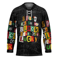 I Didn't Ask To Be Black I Just Got Lucky Magazine Cutout Hockey Jersey with Ancestral Portrait Collage Lettering - Wonder Print Shop