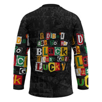I Didn't Ask To Be Black I Just Got Lucky Magazine Cutout Hockey Jersey with Ancestral Portrait Collage Lettering - Wonder Print Shop
