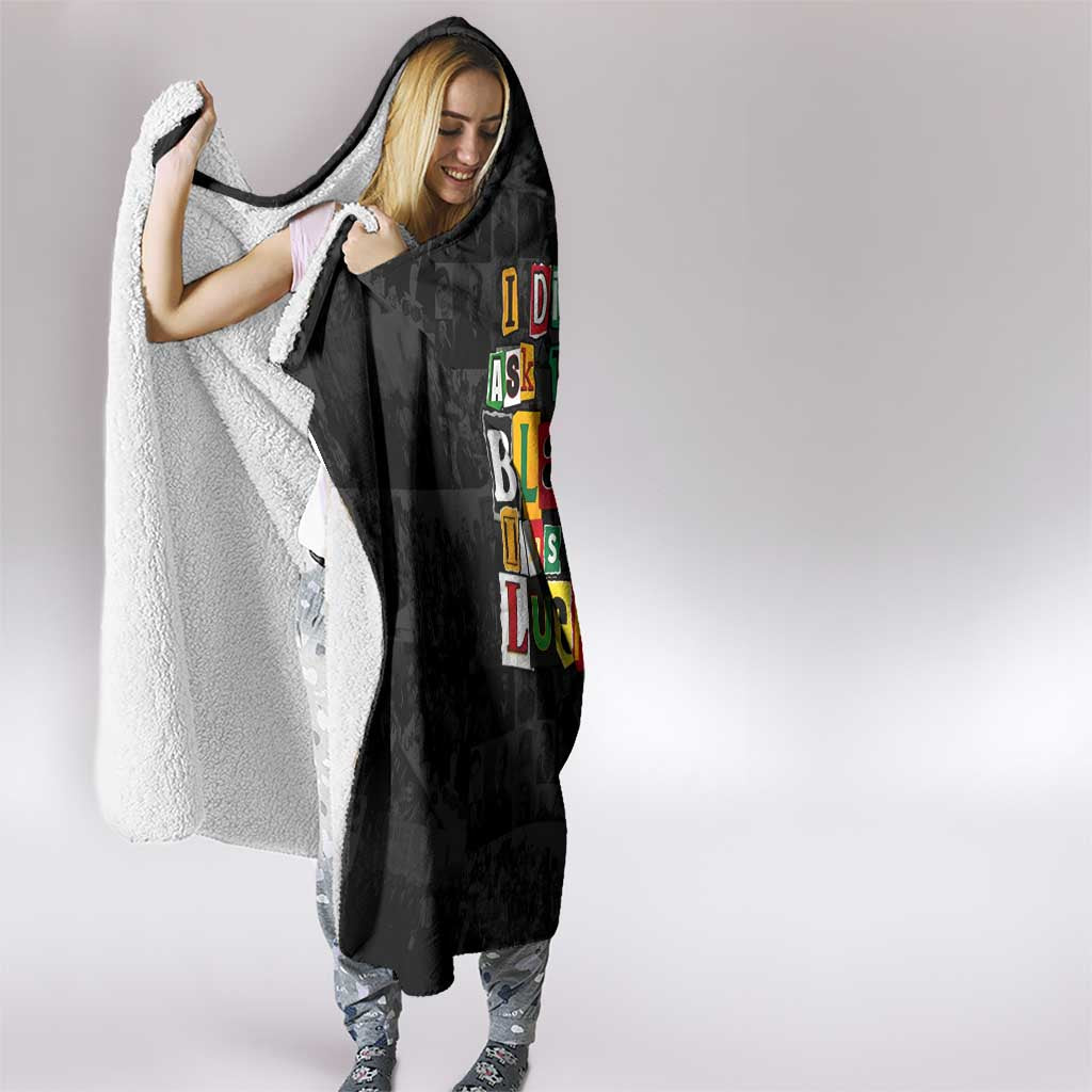 I Didn't Ask To Be Black I Just Got Lucky Magazine Cutout Hooded Blanket with Ancestral Portrait Collage Lettering - Wonder Print Shop