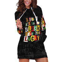 I Didn't Ask To Be Black I Just Got Lucky Magazine Cutout Hoodie Dress with Ancestral Portrait Collage Lettering - Wonder Print Shop