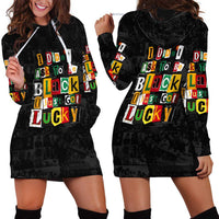 I Didn't Ask To Be Black I Just Got Lucky Magazine Cutout Hoodie Dress with Ancestral Portrait Collage Lettering - Wonder Print Shop