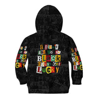 I Didn't Ask To Be Black I Just Got Lucky Magazine Cutout Kid Hoodie with Ancestral Portrait Collage Lettering - Wonder Print Shop