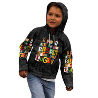 I Didn't Ask To Be Black I Just Got Lucky Magazine Cutout Kid Hoodie with Ancestral Portrait Collage Lettering - Wonder Print Shop