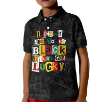 I Didn't Ask To Be Black I Just Got Lucky Magazine Cutout Kid Polo Shirt with Ancestral Portrait Collage Lettering - Wonder Print Shop