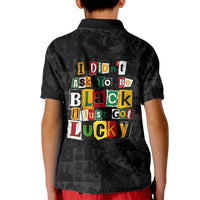 I Didn't Ask To Be Black I Just Got Lucky Magazine Cutout Kid Polo Shirt with Ancestral Portrait Collage Lettering - Wonder Print Shop