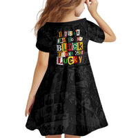 I Didn't Ask To Be Black I Just Got Lucky Magazine Cutout Kid Short Sleeve Dress with Ancestral Portrait Collage Lettering - Wonder Print Shop