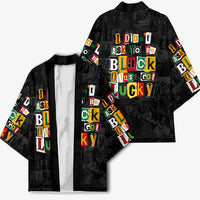 I Didn't Ask To Be Black I Just Got Lucky Magazine Cutout Kimono with Ancestral Portrait Collage Lettering - Wonder Print Shop