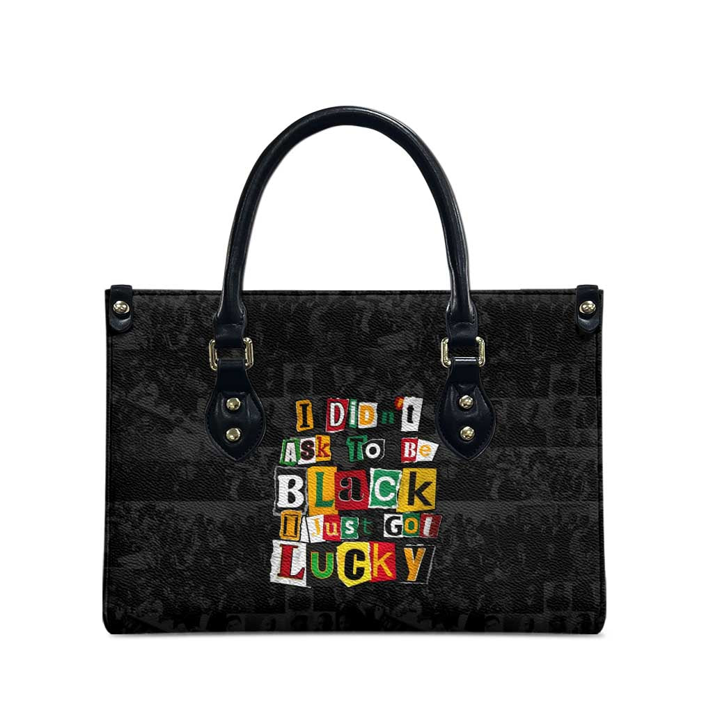 I Didn't Ask To Be Black I Just Got Lucky Magazine Cutout Leather Bag with Ancestral Portrait Collage Lettering - Wonder Print Shop