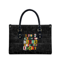 I Didn't Ask To Be Black I Just Got Lucky Magazine Cutout Leather Bag with Ancestral Portrait Collage Lettering - Wonder Print Shop