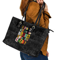 I Didn't Ask To Be Black I Just Got Lucky Magazine Cutout Leather Tote Bag with Ancestral Portrait Collage Lettering - Wonder Print Shop
