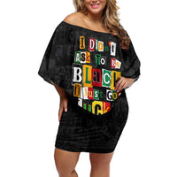 I Didn't Ask To Be Black I Just Got Lucky Magazine Cutout Off Shoulder Short Dress with Ancestral Portrait Collage Lettering - Wonder Print Shop