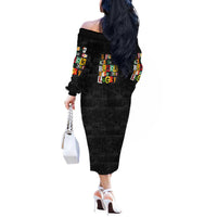 I Didn't Ask To Be Black I Just Got Lucky Magazine Cutout Off The Shoulder Long Sleeve Dress with Ancestral Portrait Collage Lettering - Wonder Print Shop