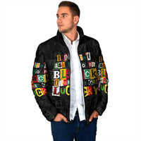 I Didn't Ask To Be Black I Just Got Lucky Magazine Cutout Padded Jacket with Ancestral Portrait Collage Lettering - Wonder Print Shop