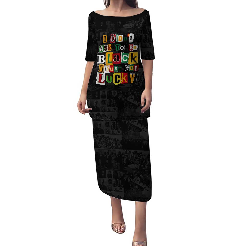 I Didn't Ask To Be Black I Just Got Lucky Magazine Cutout Puletasi with Ancestral Portrait Collage Lettering - Wonder Print Shop