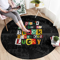 I Didn't Ask To Be Black I Just Got Lucky Magazine Cutout Round Carpet with Ancestral Portrait Collage Lettering - Wonder Print Shop
