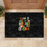 I Didn't Ask To Be Black I Just Got Lucky Magazine Cutout Rubber Doormat with Ancestral Portrait Collage Lettering - Wonder Print Shop