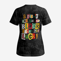 I Didn't Ask To Be Black I Just Got Lucky Magazine Cutout Scrub Top with Ancestral Portrait Collage Lettering - Wonder Print Shop