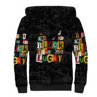 I Didn't Ask To Be Black I Just Got Lucky Magazine Cutout Sherpa Hoodie with Ancestral Portrait Collage Lettering - Wonder Print Shop