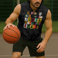 I Didn't Ask To Be Black I Just Got Lucky Magazine Cutout Sleeveless Zip Hoodie with Ancestral Portrait Collage Lettering - Wonder Print Shop