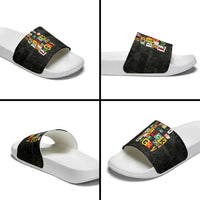 I Didn't Ask To Be Black I Just Got Lucky Magazine Cutout Slide Sandals with Ancestral Portrait Collage Lettering - Wonder Print Shop