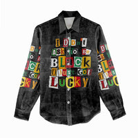 I Didn't Ask To Be Black I Just Got Lucky Magazine Cutout Women Casual Shirt with Ancestral Portrait Collage Lettering - Wonder Print Shop