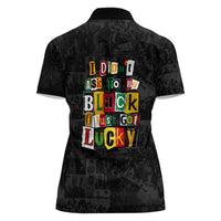 I Didn't Ask To Be Black I Just Got Lucky Magazine Cutout Women Polo Shirt with Ancestral Portrait Collage Lettering - Wonder Print Shop