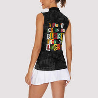I Didn't Ask To Be Black I Just Got Lucky Magazine Cutout Women Sleeveless Polo Shirt with Ancestral Portrait Collage Lettering - Wonder Print Shop