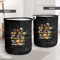 I Am Black History And I Strive To Make My Ancestor Proud Laundry Basket with Ancestral Collage Background and Afrocentric Lettering - Wonder Print Shop