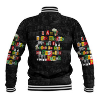 I Am Black History And I Strive To Make My Ancestor Proud Baseball Jacket with Ancestral Collage Background and Afrocentric Lettering - Wonder Print Shop