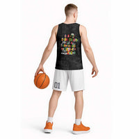 I Am Black History And I Strive To Make My Ancestor Proud Basketball Jersey with Ancestral Collage Background and Afrocentric Lettering - Wonder Print Shop