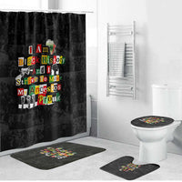 I Am Black History And I Strive To Make My Ancestor Proud Bathroom Set with Ancestral Collage Background and Afrocentric Lettering - Wonder Print Shop