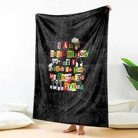 I Am Black History And I Strive To Make My Ancestor Proud Blanket with Ancestral Collage Background and Afrocentric Lettering - Wonder Print Shop