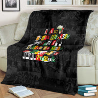I Am Black History And I Strive To Make My Ancestor Proud Blanket with Ancestral Collage Background and Afrocentric Lettering - Wonder Print Shop