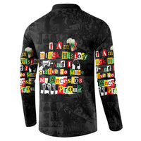 I Am Black History And I Strive To Make My Ancestor Proud Button Sweatshirt with Ancestral Collage Background and Afrocentric Lettering - Wonder Print Shop