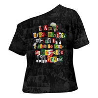 I Am Black History And I Strive To Make My Ancestor Proud Cross Shoulder Shirt with Ancestral Collage Background and Afrocentric Lettering - Wonder Print Shop