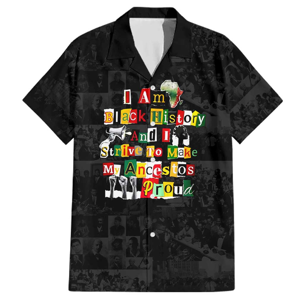 I Am Black History And I Strive To Make My Ancestor Proud Family Matching Mermaid Dress and Hawaiian Shirt with Ancestral Collage Background and Afrocentric Lettering - Wonder Print Shop