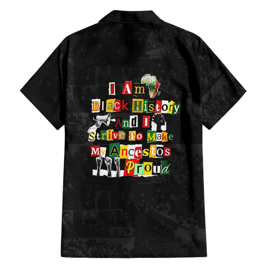 I Am Black History And I Strive To Make My Ancestor Proud Family Matching Mermaid Dress and Hawaiian Shirt with Ancestral Collage Background and Afrocentric Lettering - Wonder Print Shop
