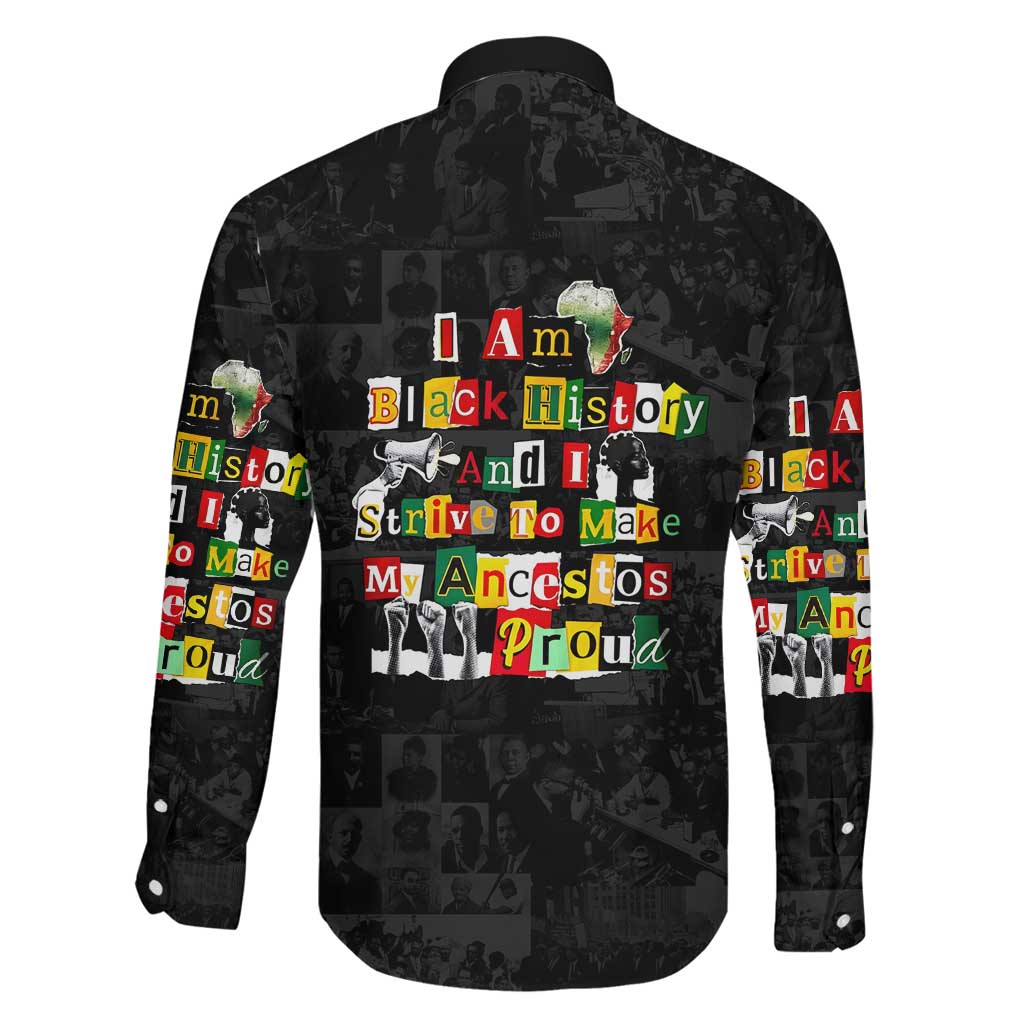 I Am Black History And I Strive To Make My Ancestor Proud Family Matching Mermaid Dress and Hawaiian Shirt with Ancestral Collage Background and Afrocentric Lettering - Wonder Print Shop