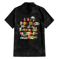 I Am Black History And I Strive To Make My Ancestor Proud Family Matching Off The Shoulder Long Sleeve Dress and Hawaiian Shirt with Ancestral Collage Background and Afrocentric Lettering - Wonder Print Shop