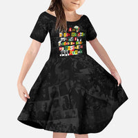 I Am Black History And I Strive To Make My Ancestor Proud Family Matching Off Shoulder Short Dress and Hawaiian Shirt with Ancestral Collage Background and Afrocentric Lettering - Wonder Print Shop