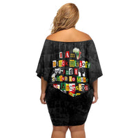 I Am Black History And I Strive To Make My Ancestor Proud Family Matching Off Shoulder Short Dress and Hawaiian Shirt with Ancestral Collage Background and Afrocentric Lettering - Wonder Print Shop