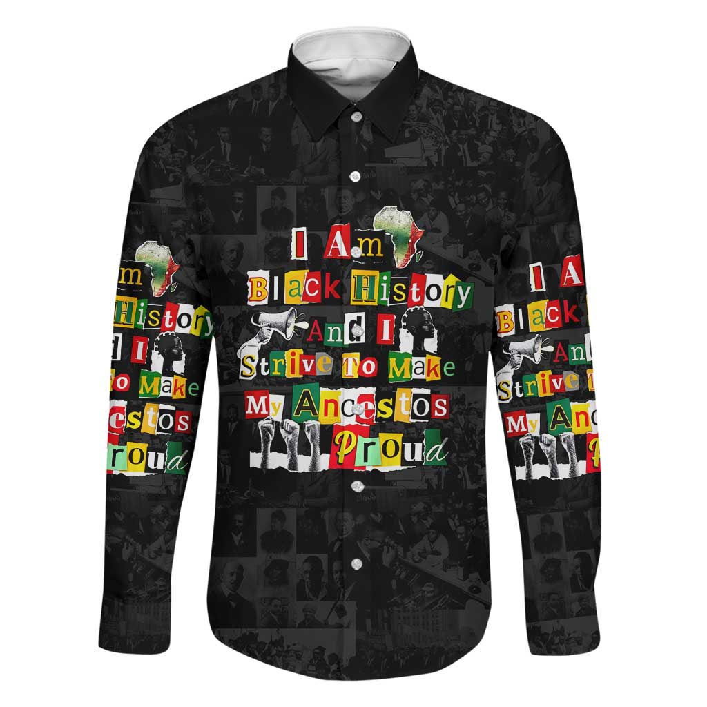 I Am Black History And I Strive To Make My Ancestor Proud Family Matching Puletasi and Hawaiian Shirt with Ancestral Collage Background and Afrocentric Lettering - Wonder Print Shop