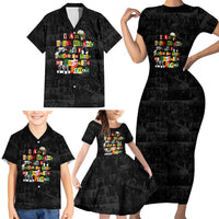 I Am Black History And I Strive To Make My Ancestor Proud Family Matching Short Sleeve Bodycon Dress and Hawaiian Shirt with Ancestral Collage Background and Afrocentric Lettering - Wonder Print Shop